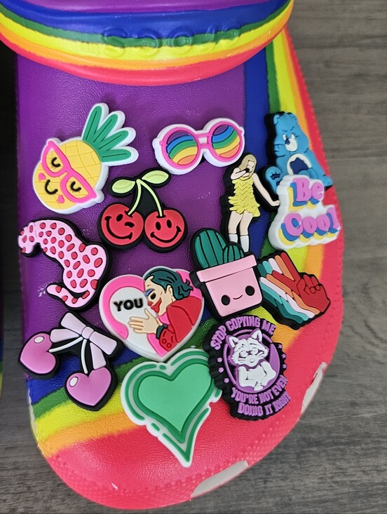 CROCS Classic Red Rainbow Stripes Colorful Charms Men 11  Clog Y2k Festive main image 10